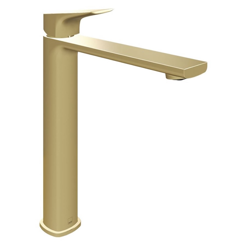 Vado Cameo Levered Satin Brass Extended Mono Basin Mixer